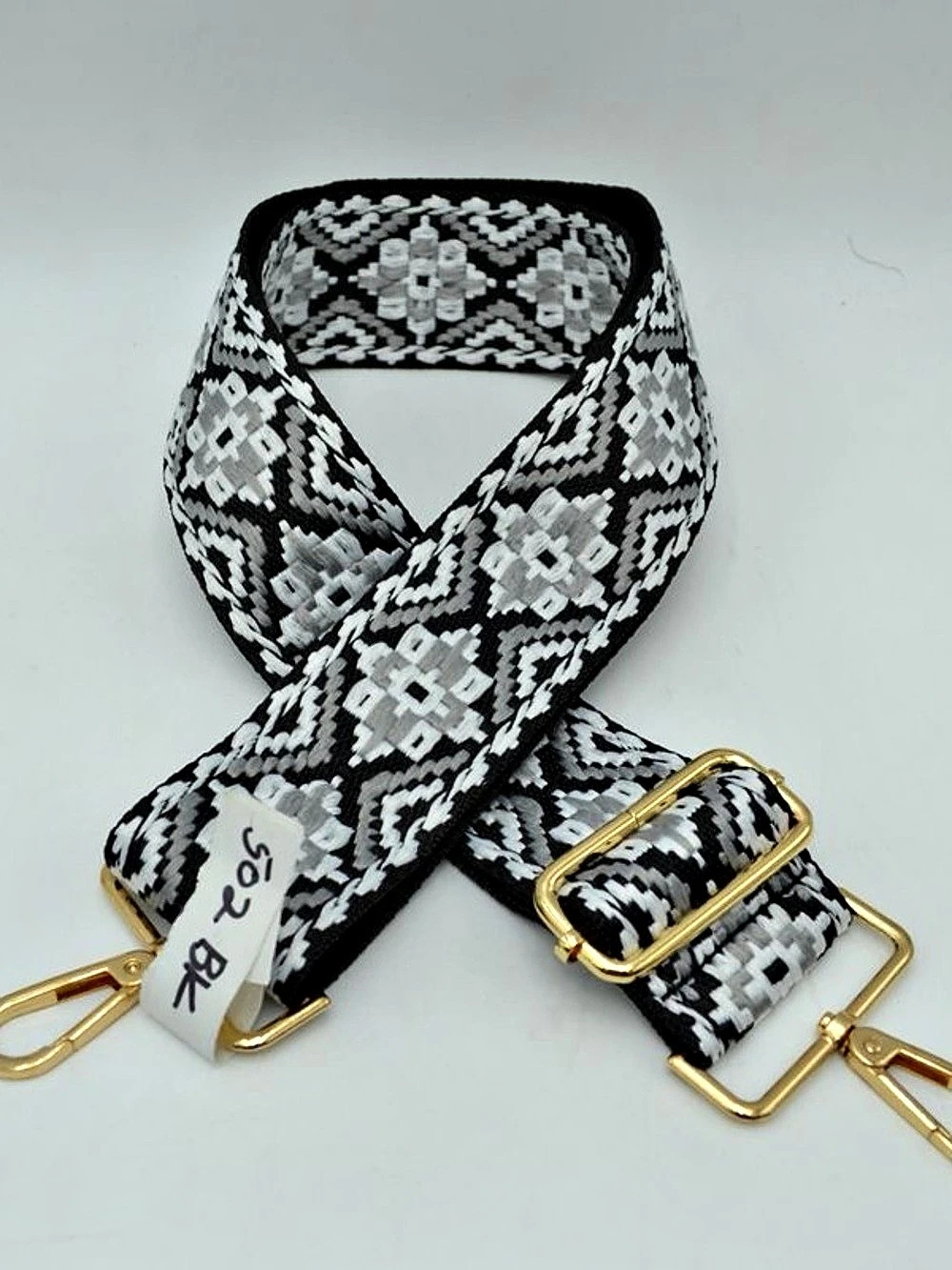Black & White Geometric Bag Strap